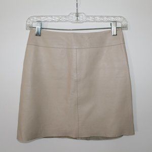 Beige Leather Mini Skirt